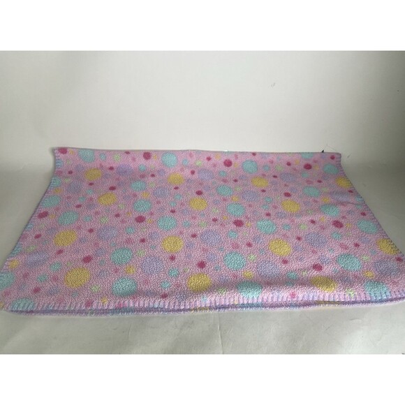 Baby Connection Blanket Pink Purple Blue Yellow Green Polka Dots Circles Fleece - Picture 2 of 6